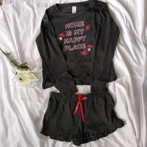 NWOT "home is my happy place" gray pajama set